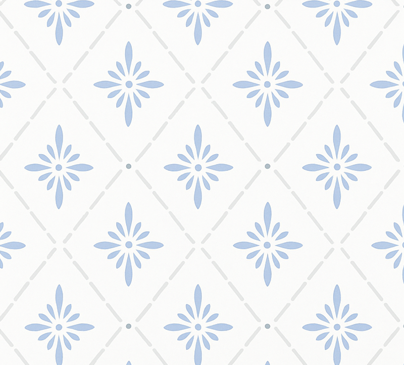 Kitchen vinyl rug in blue rhombus tiles - TenStickers