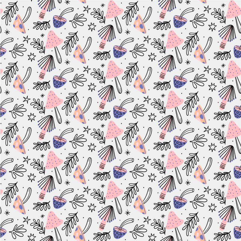 Floral vinyl rug with classic mushrooms and flowers - TenStickers