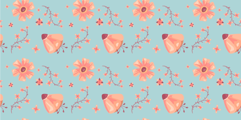 Floral vinyl rug with orange flowers on blue - TenStickers