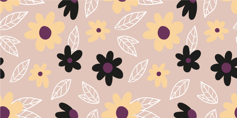 Floral vinyl rug in vibrant modern flowers on beige - TenStickers