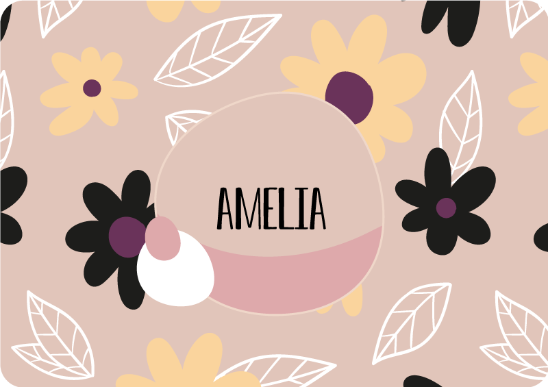 Floral vinyl rug with vibrant flowers on beige - TenStickers
