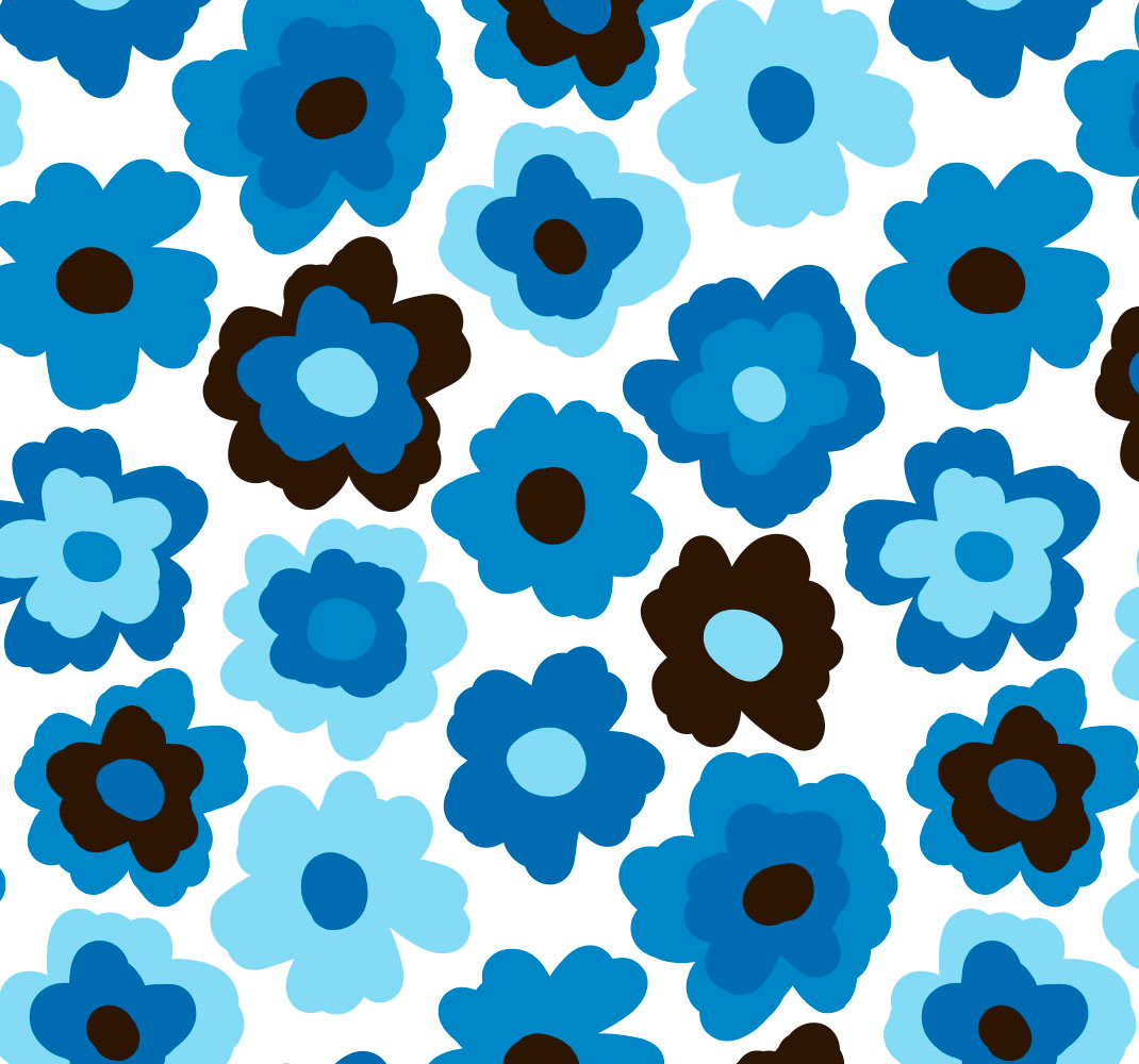 Floral vinyl rug blue poppy - TenStickers
