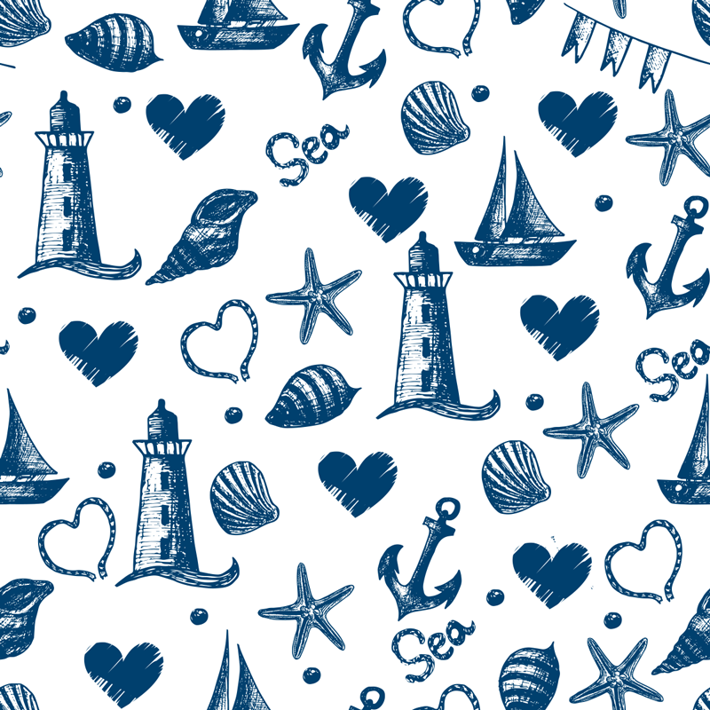 Floral vinyl rug with nautical theme design - TenStickers