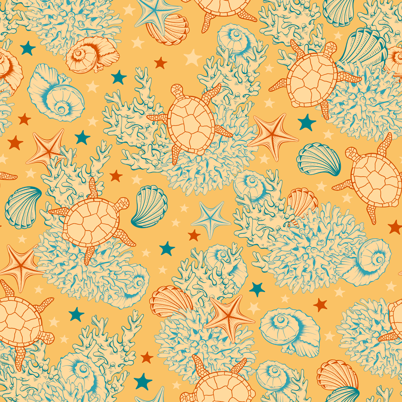 Floral vinyl rug coral and marine life design - TenStickers