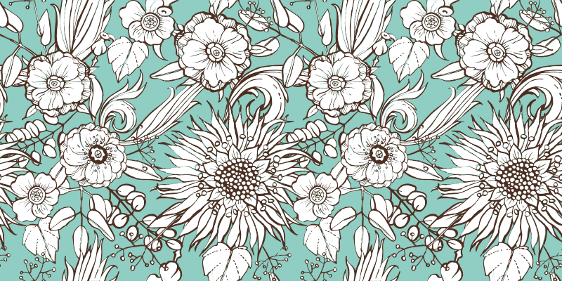 Floral vinyl rug floral motifs collection - TenStickers
