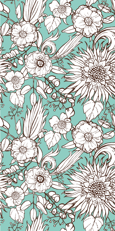 Floral vinyl rug with blooming screen design - TenStickers