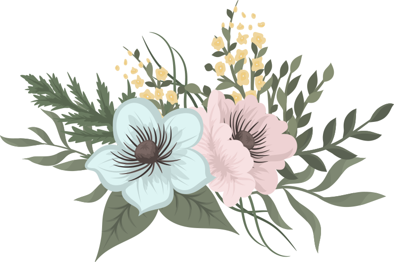 Floral vinyl rug botanical bouquet design - TenStickers