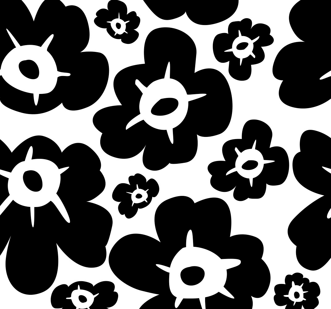 Flower rug black poppy design - TenStickers
