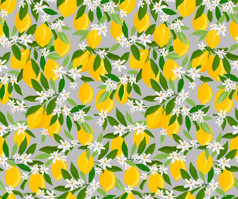 Flower rug with lemon blossom design - TenStickers
