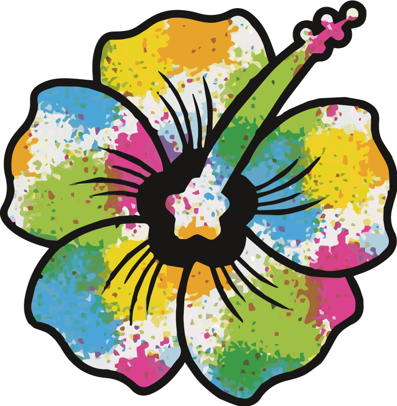 Flower rug in colorful hibiscus blossom design - TenStickers