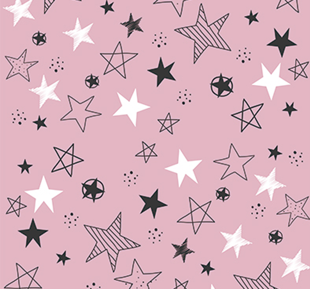 Star vinyl rug in pink and black pattern - TenStickers