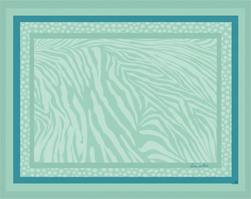 Living room vinyl rug in mint zebra stripe pattern - TenStickers