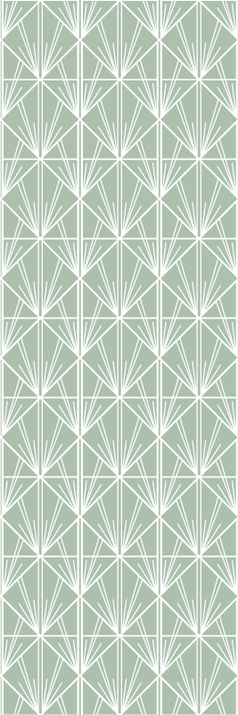 Geometric vinyl rug with modern green and white design - TenStickers