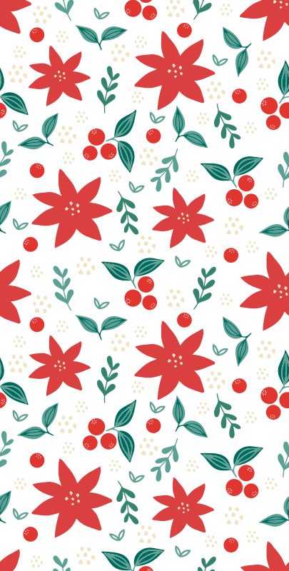 Christmas vinyl rug with holiday blooms - TenStickers