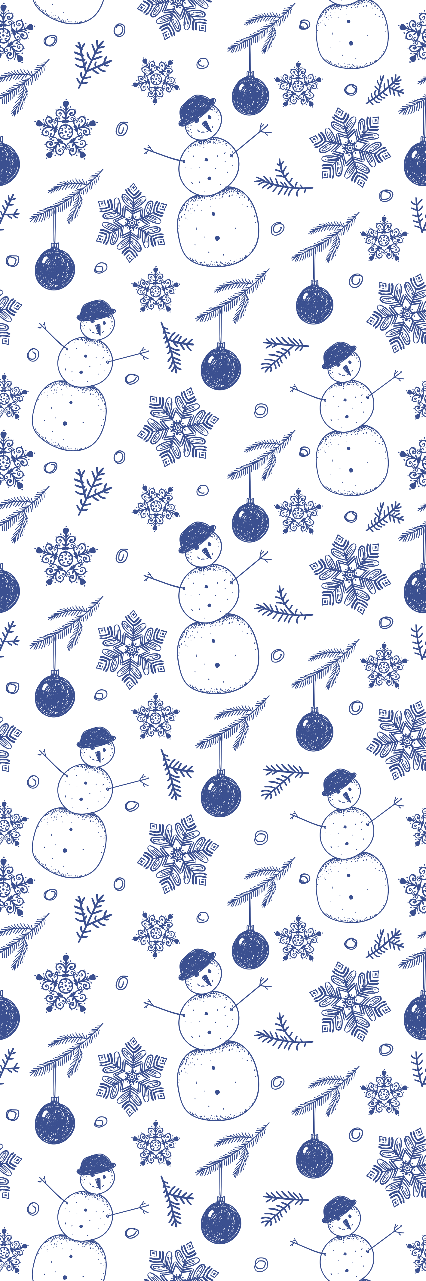Christmas vinyl rug with hand-drawn blue winter design - TenStickers