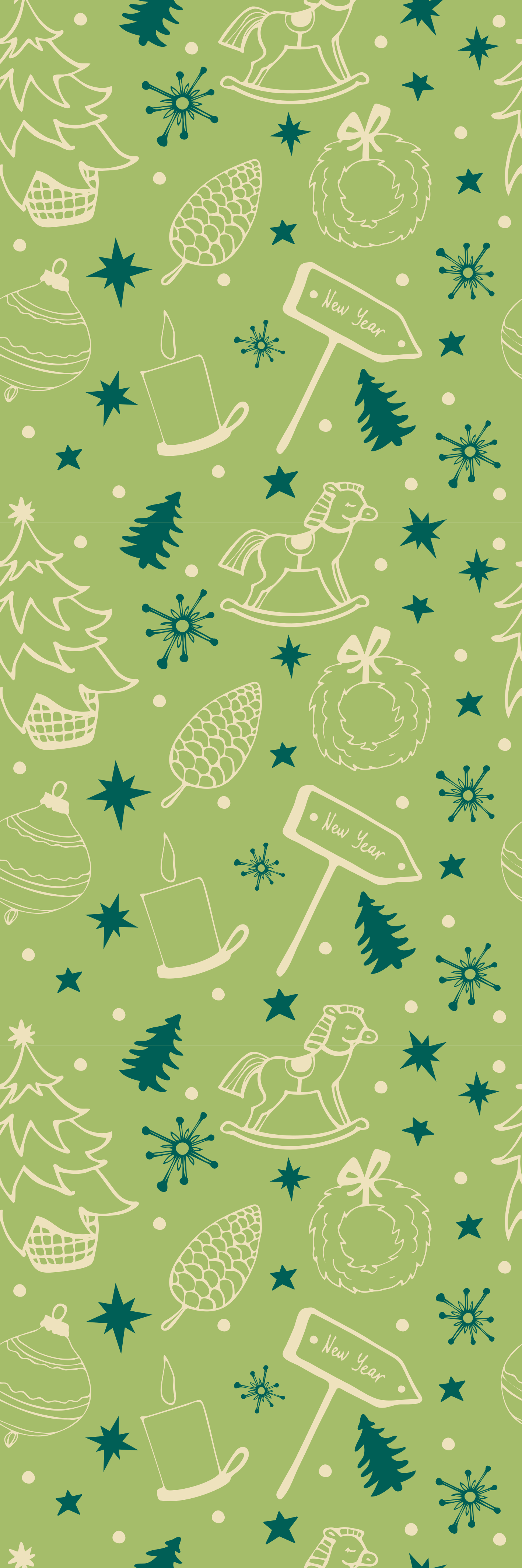 Christmas vinyl rug with green background elements - TenStickers