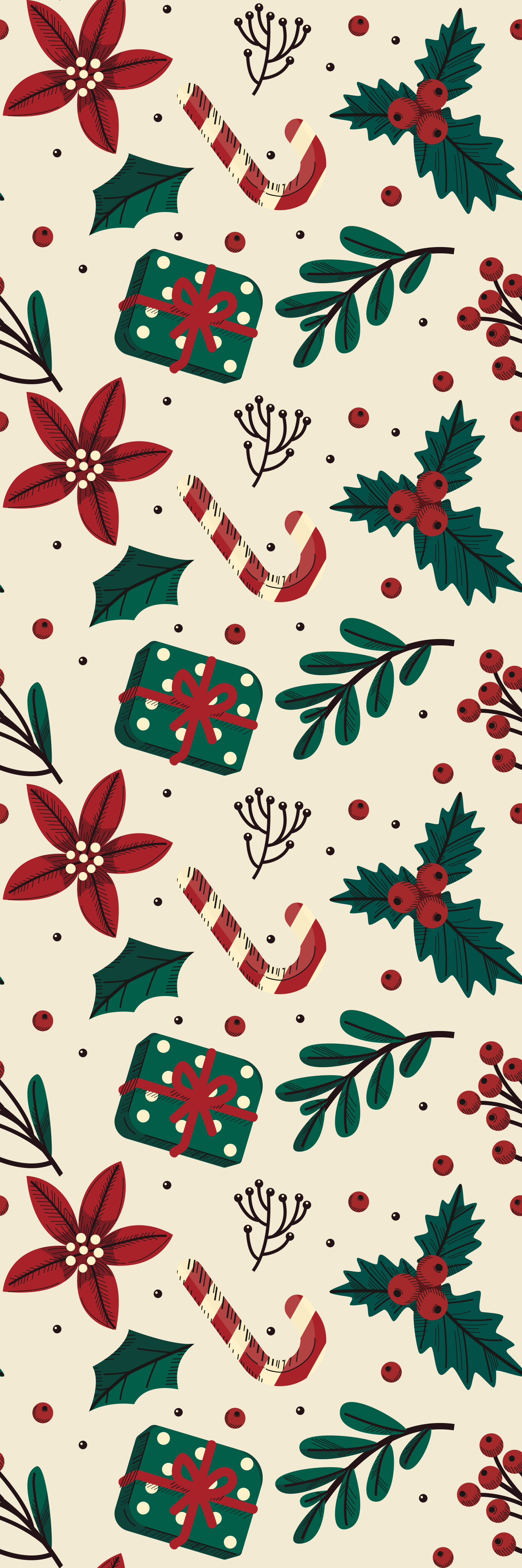 Christmas vinyl rug in green and red vintage pattern - TenStickers