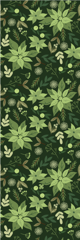 Christmas vinyl rug green floral christmas decor - TenStickers