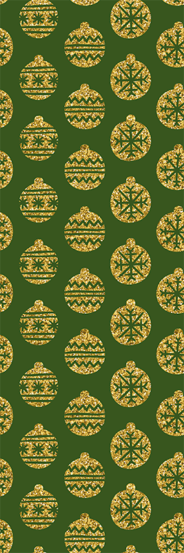 Christmas vinyl rug with golden charms on green - TenStickers