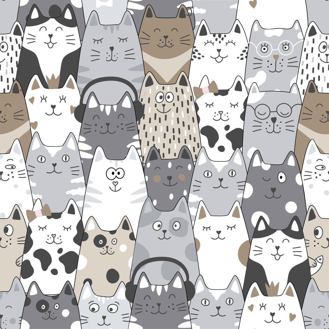 Bedroom vinyl rug with cartoon cats design - TenStickers