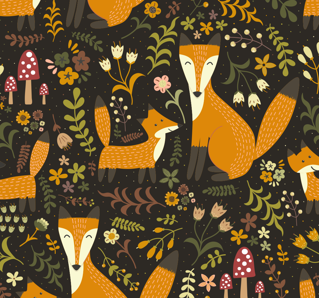 Kids vinyl rug featuring adorable foxes - TenStickers