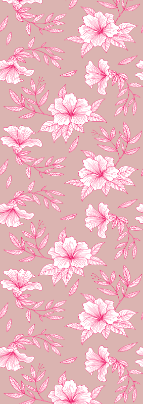 Neon pink lotus bedroom vinyl rug - TenStickers