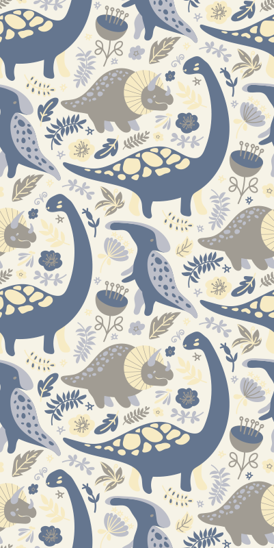 Blue dinosaurs nordic style bedroom vinyl rug - TenStickers