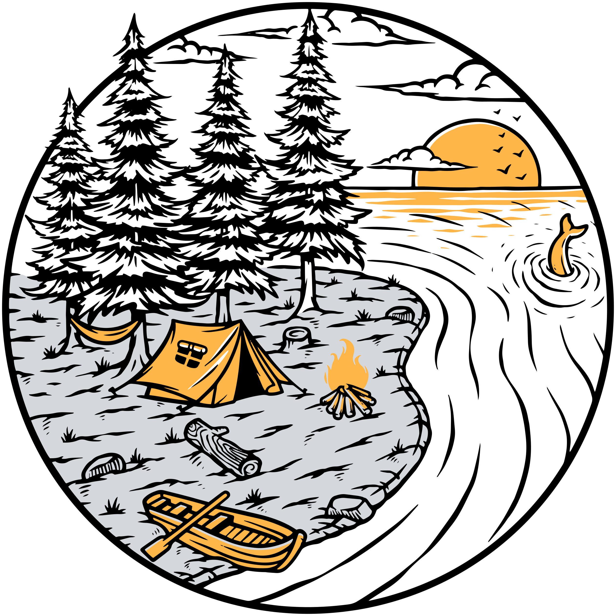 Nature vinyl rug motorhome yellow landscape emblem - TenStickers