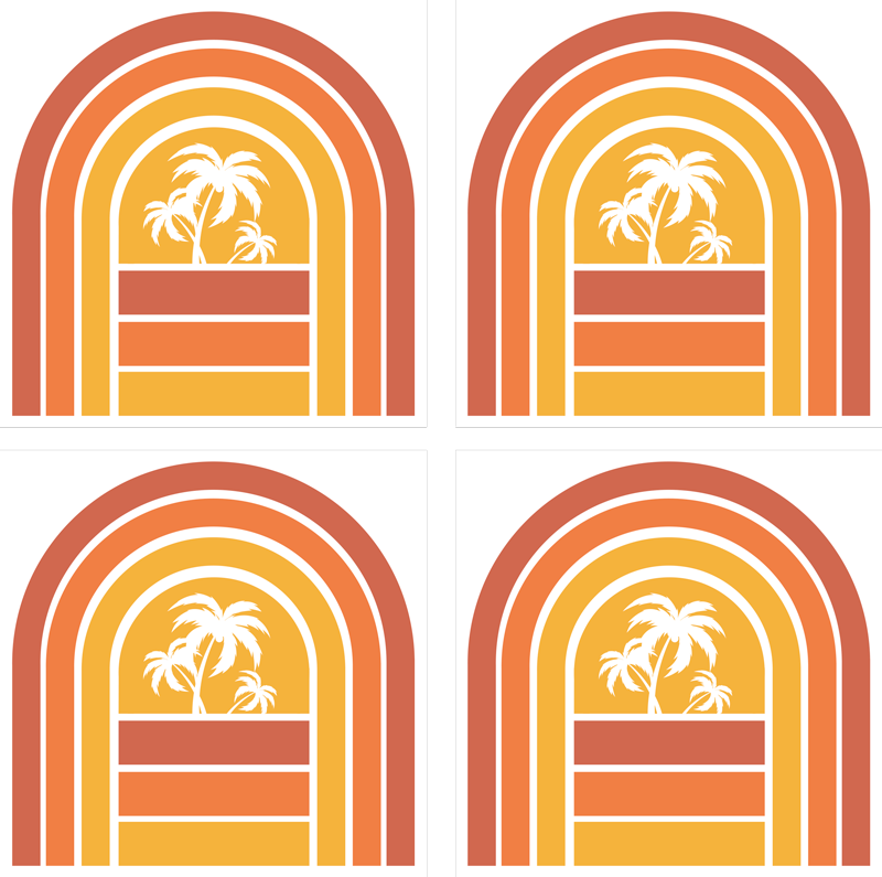 Nature vinyl rug retro sunset and palms design - TenStickers
