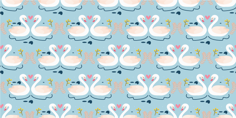 Nature vinyl rug with swans in love on blue - TenStickers