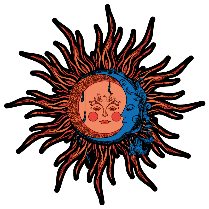 Nature vinyl rug celestial sun and moon design - TenStickers