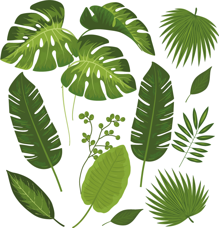Floral vinyl rug with diverse leaf patterns - TenStickers