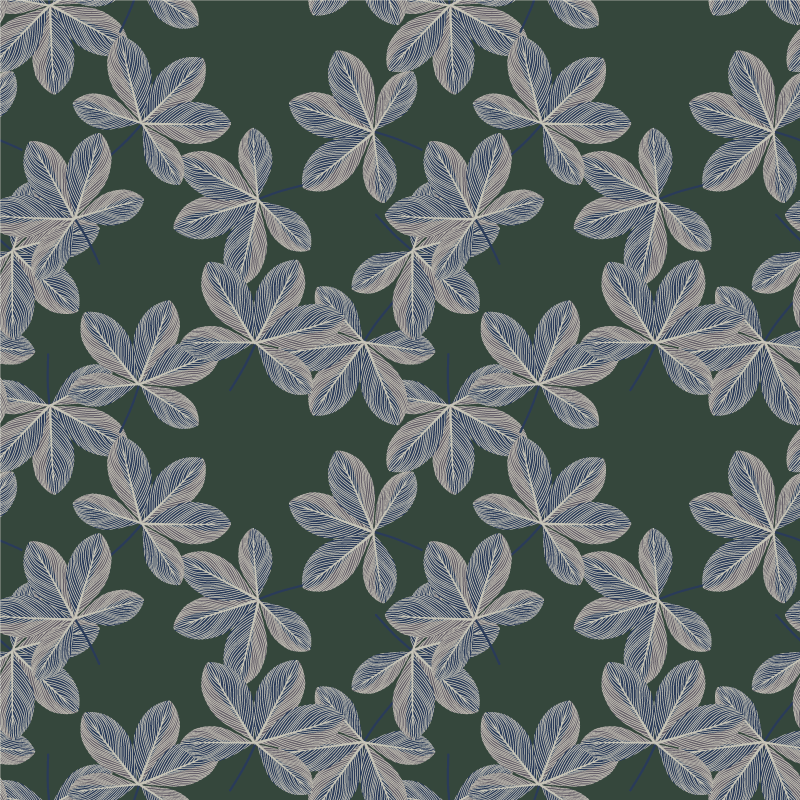 Floral vinyl rug with dark leaves pattern - TenStickers