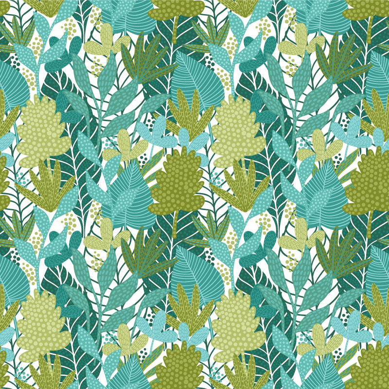 Floral vinyl rug tropical boho leaves design - TenStickers