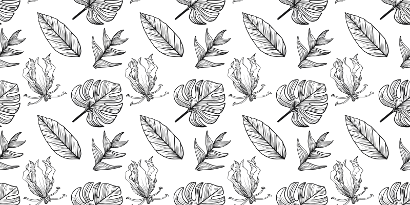 Floral vinyl rug in solid tropical leaves design - TenStickers