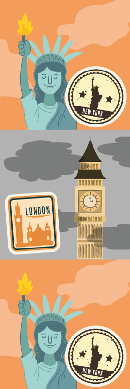 Bedroom vinyl rug nyc and london collage - TenStickers