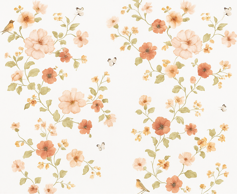 Bedroom vinyl rug with simple white small flowers - TenStickers