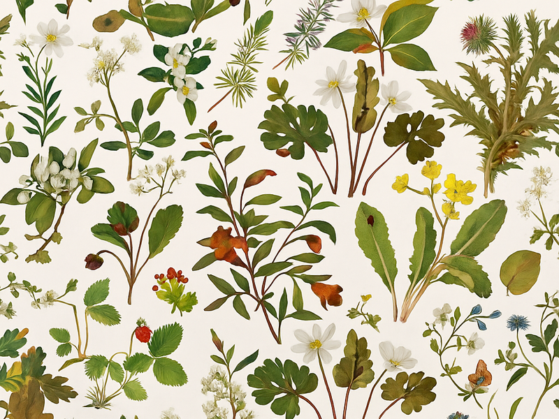 Bedroom vinyl rug botanical design on white background - TenStickers