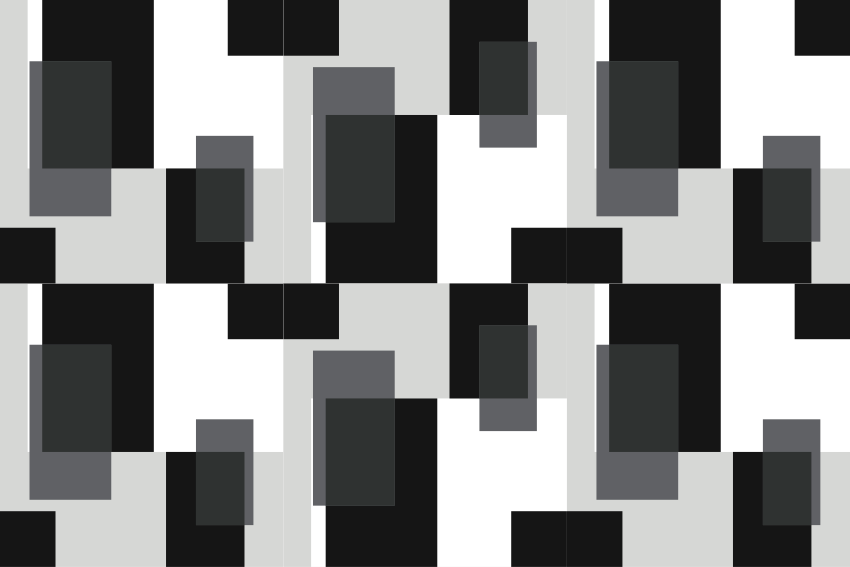 Geometric vinyl rug in black and white blocks - TenStickers