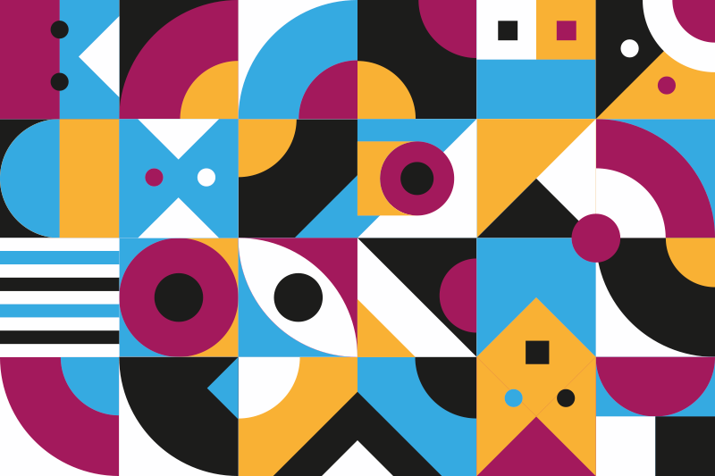 Geometric vinyl rug in colored geometric shapes - TenStickers