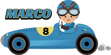 Kids vinyl rug featuring a personalized f1 car - TenStickers