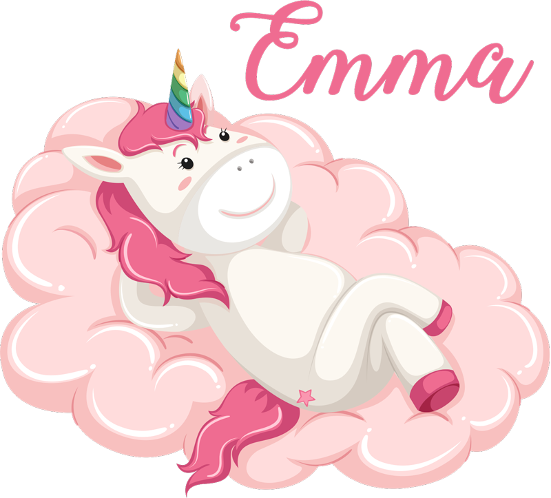 Kids vinyl rug with unicorn in the cloud name - TenStickers