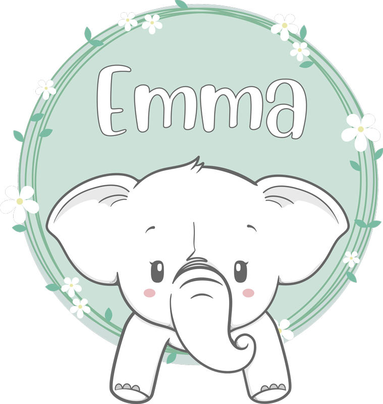 Kids vinyl rug personalized elephant - TenStickers