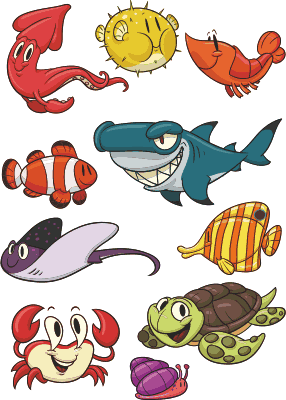 Kids vinyl rug ocean fish set - TenStickers