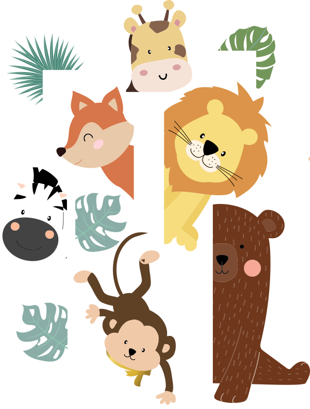 Kids vinyl rug featuring animals at the door - TenStickers