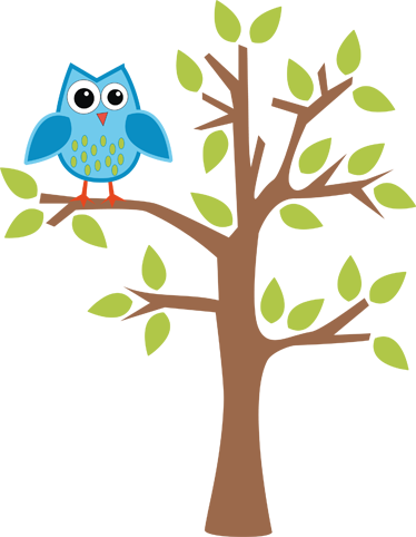 Kids vinyl rug featuring a tree with a blue owl - TenStickers