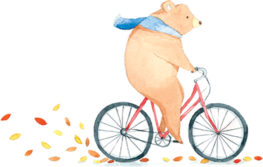 Kids vinyl rug bear on a bike design - TenStickers
