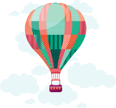 Kids vinyl rug with patchwork hot air balloon - TenStickers