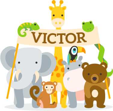 Kids vinyl rug featuring personalized animal friends - TenStickers