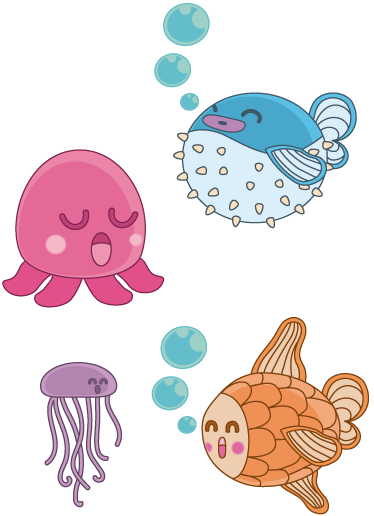 Kids vinyl rug fish illustration sticker - TenStickers